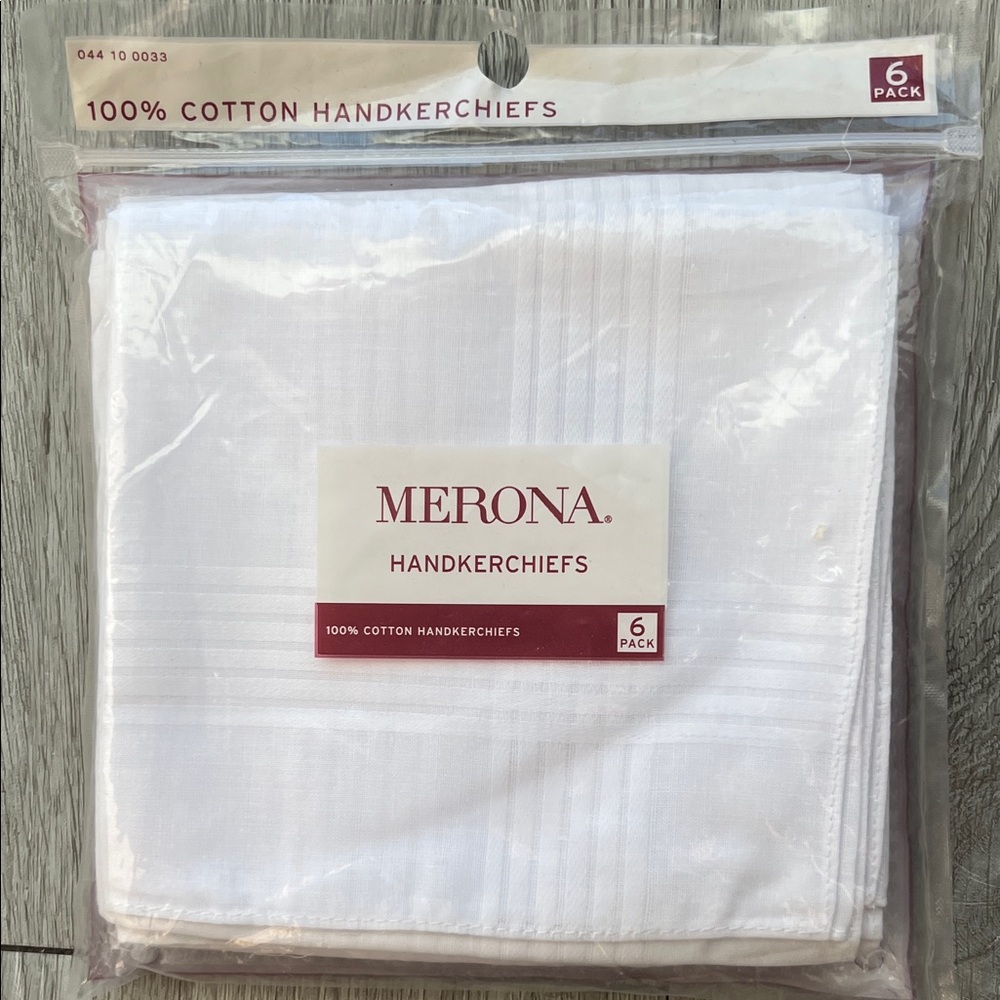 NEW 6-pack White on white tartan plaid Cotton Handkerchiefs in packaging - Picture 2 of 8